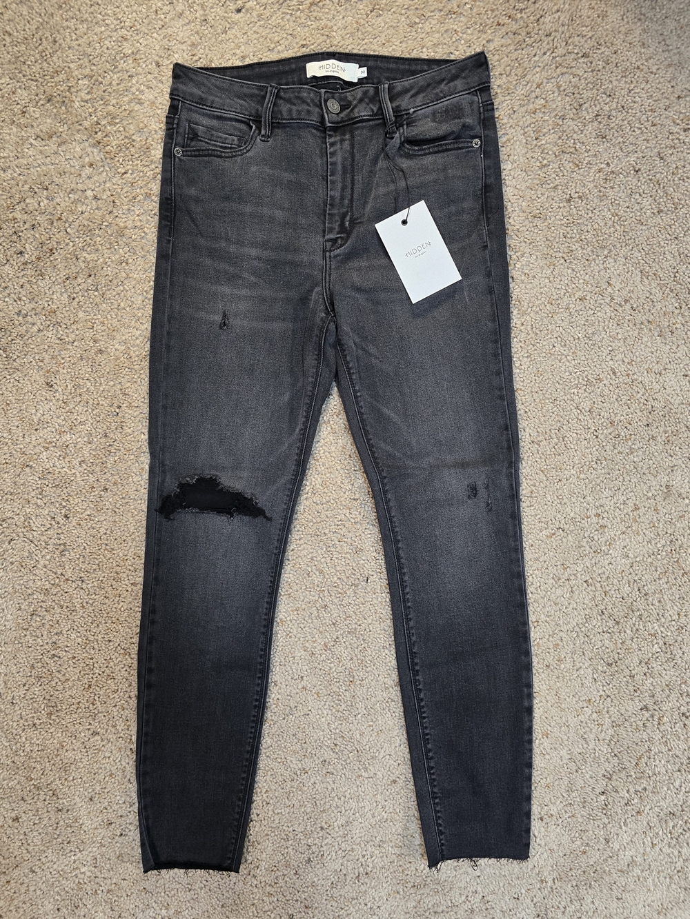 NWT🏷 Hidden Denim Amelia High Rise Skinny Jeans Distressed Black Size 30